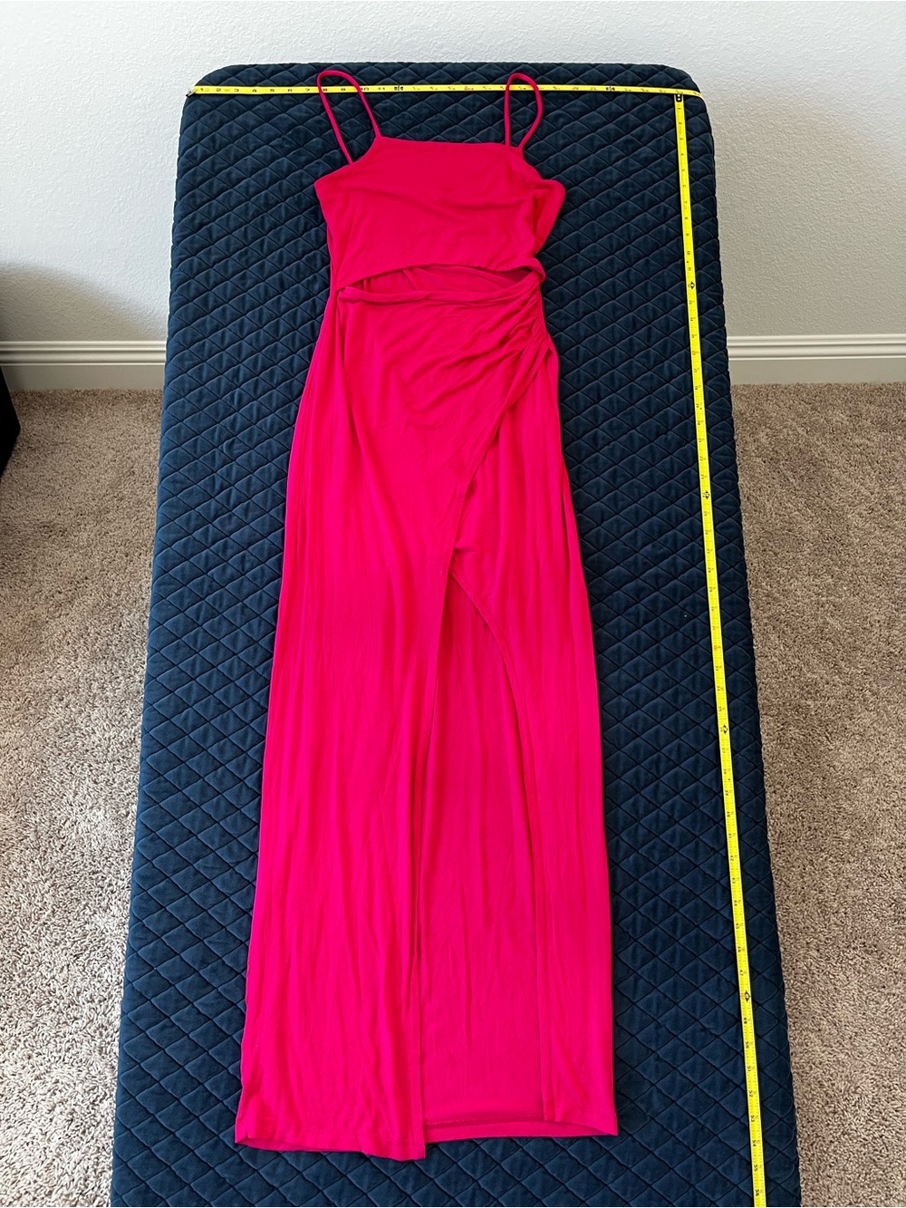 Hot Pink Spaghetti-Strap Maxi Dress with Front Twist